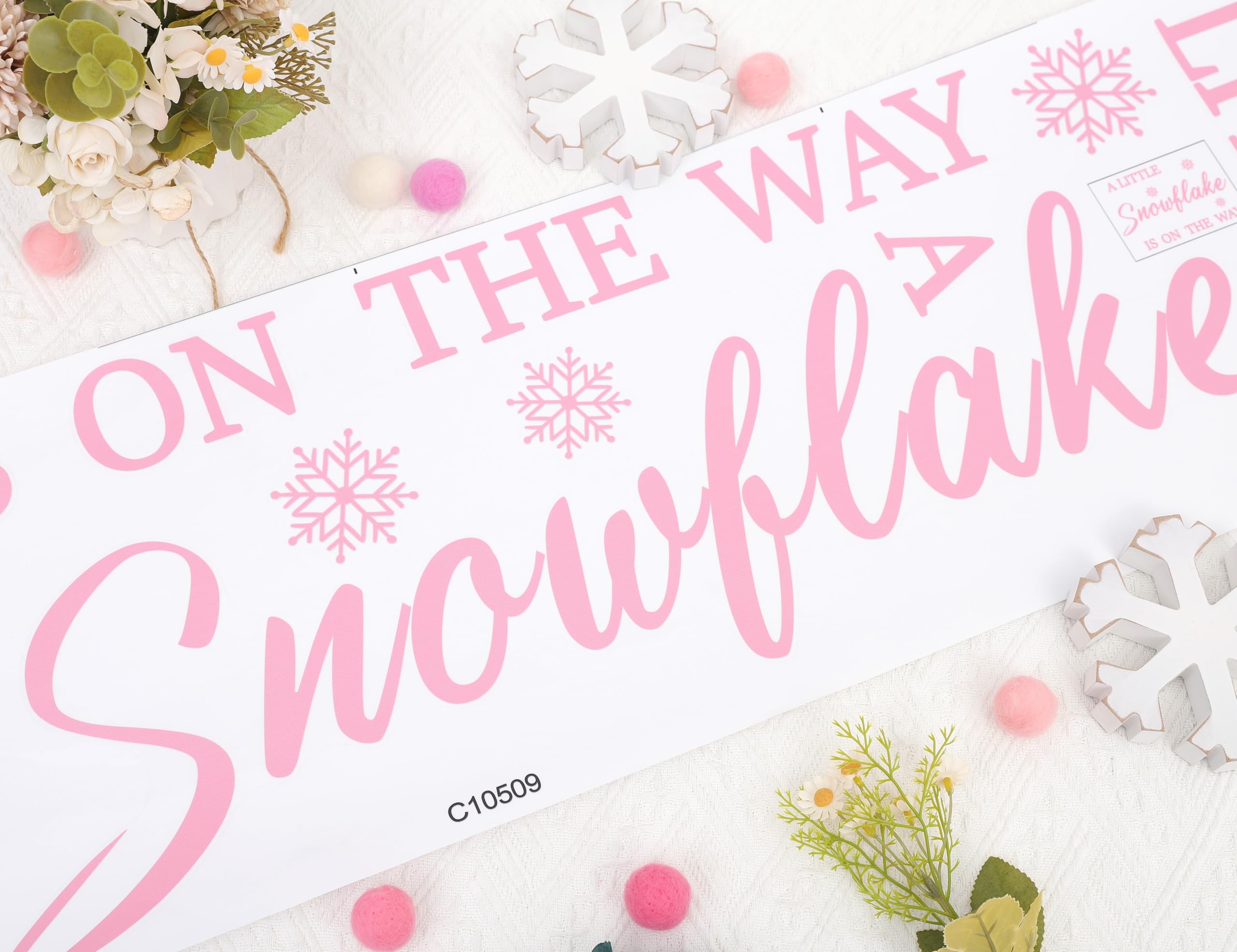 LINLULU Gender-reveal-snowflake-decal adds sense of anticipation for boy or girl celebrations.