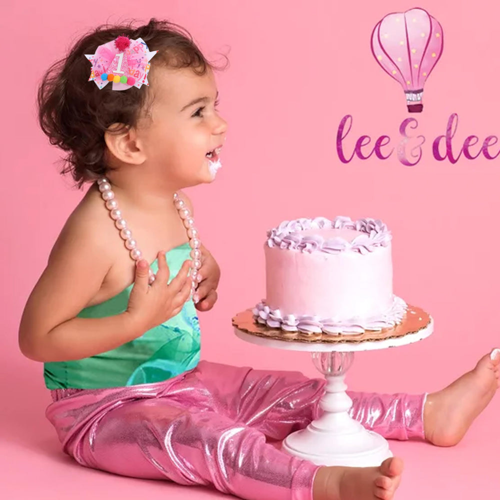 LINLULU hot pink 1st birthday hat detail glitter accents for festive cake-smash moments
