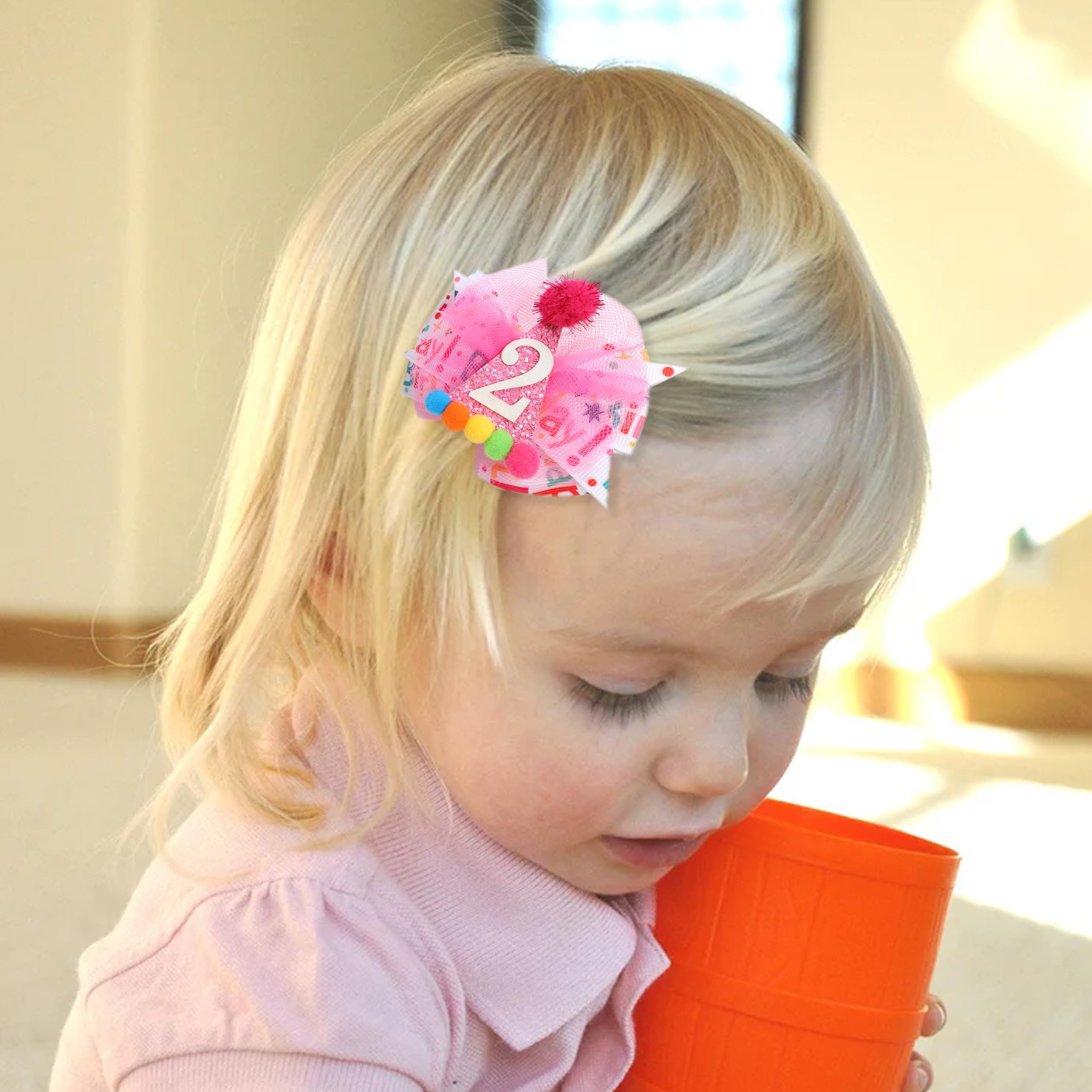 LINLULU 2nd Birthday Hair Bow with secure alligator clip ensures comfortable wear.