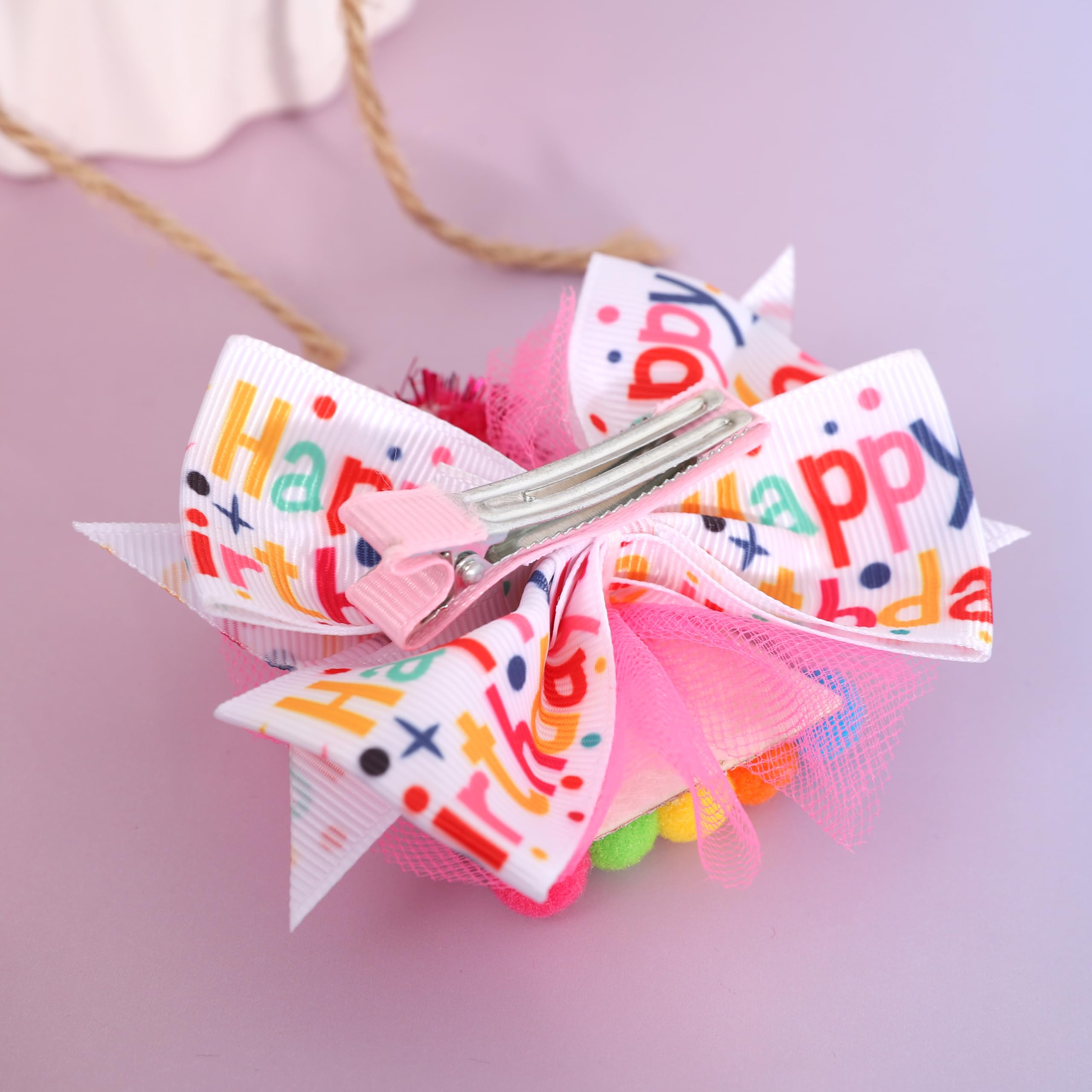 LINLULU Hot Pink Hair Bow used during cake smash for memorable photos.