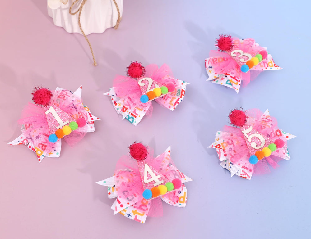 LINLULU Pink Birthday Bow detailing stitching and glitter accents for cute outfits.
