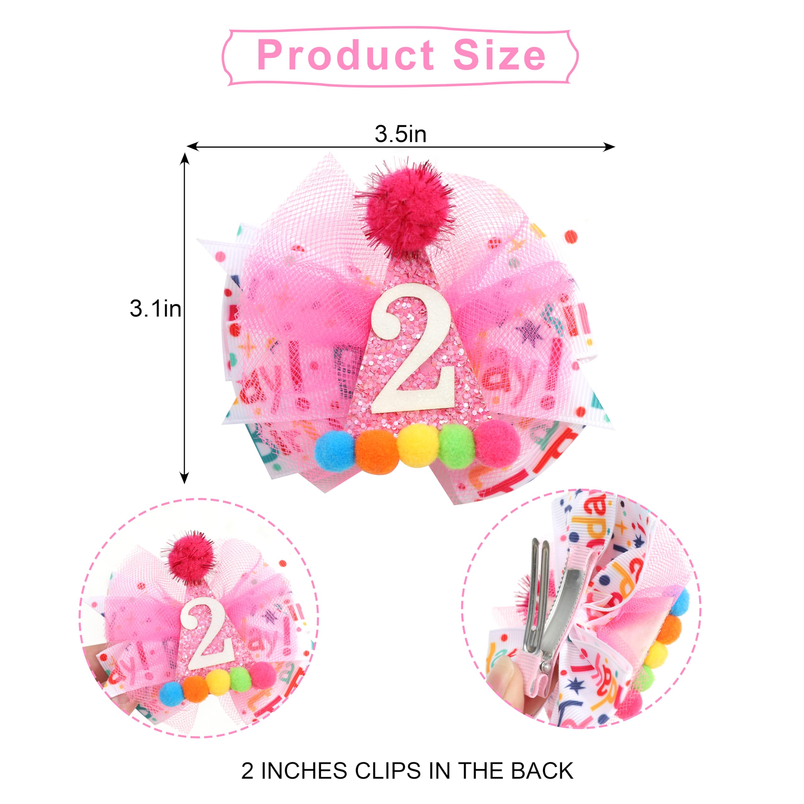 LINLULU Hot Pink Hair Bow glitter hat close-up highlights the number 2 milestone.