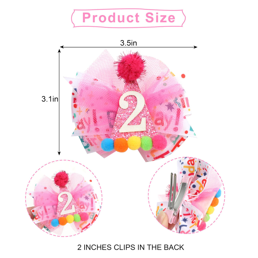 LINLULU Hot Pink Hair Bow glitter hat close-up highlights the number 2 milestone.