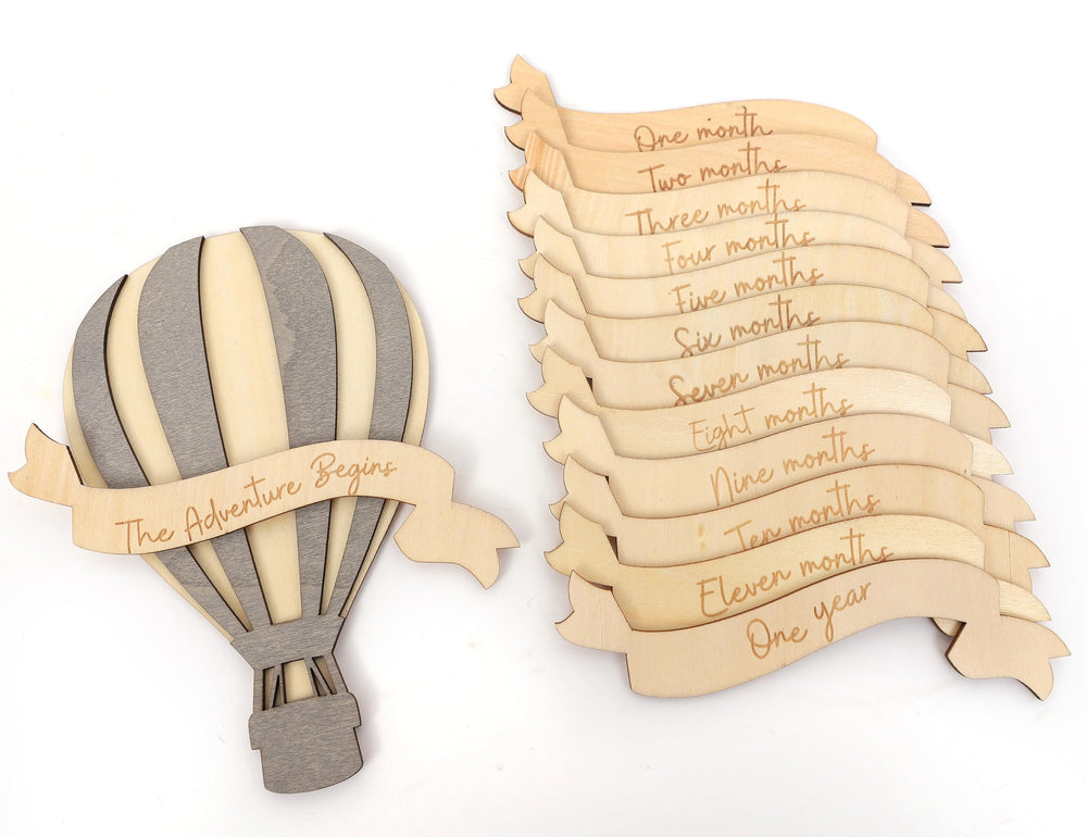 LINLULU newborn photo prop balloon sign, enhances nursery decor with natural finish.