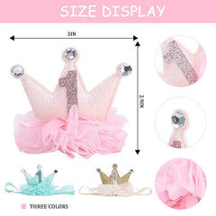 LINLULU pink-tulle-bow-crown adds a dreamy touch for photos.
