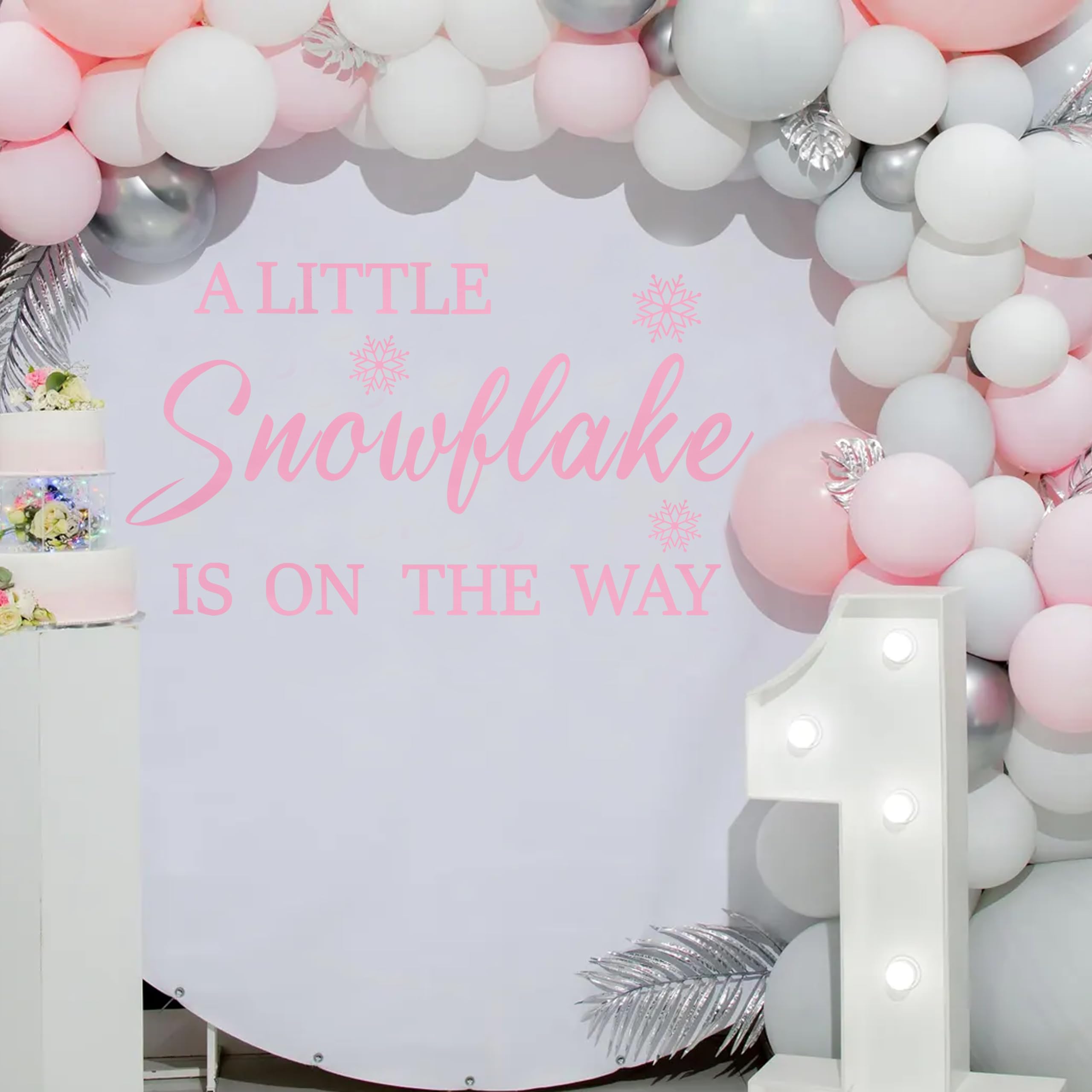 LINLULU Snowflake-babyshower-background-decal provides versatile backdrop options for walls or props.