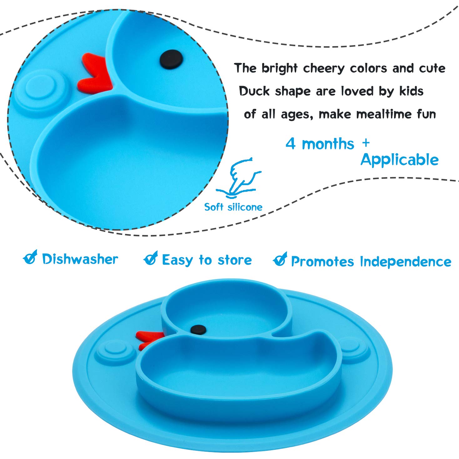 Linowos baby plate dishwasher-safe label for easy cleanup