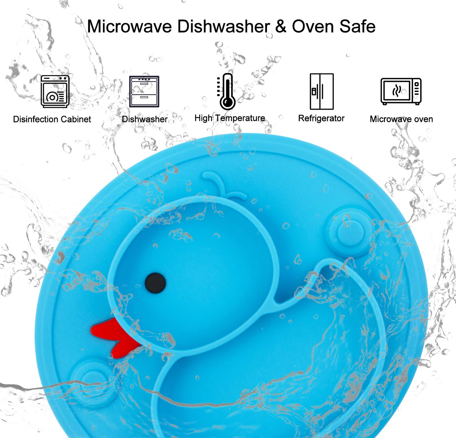 Linowos duck-blue plate microwave-safe for quick reheats