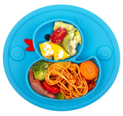 Linowos divided plate non-slip suction cup keeps plate on tray during meals