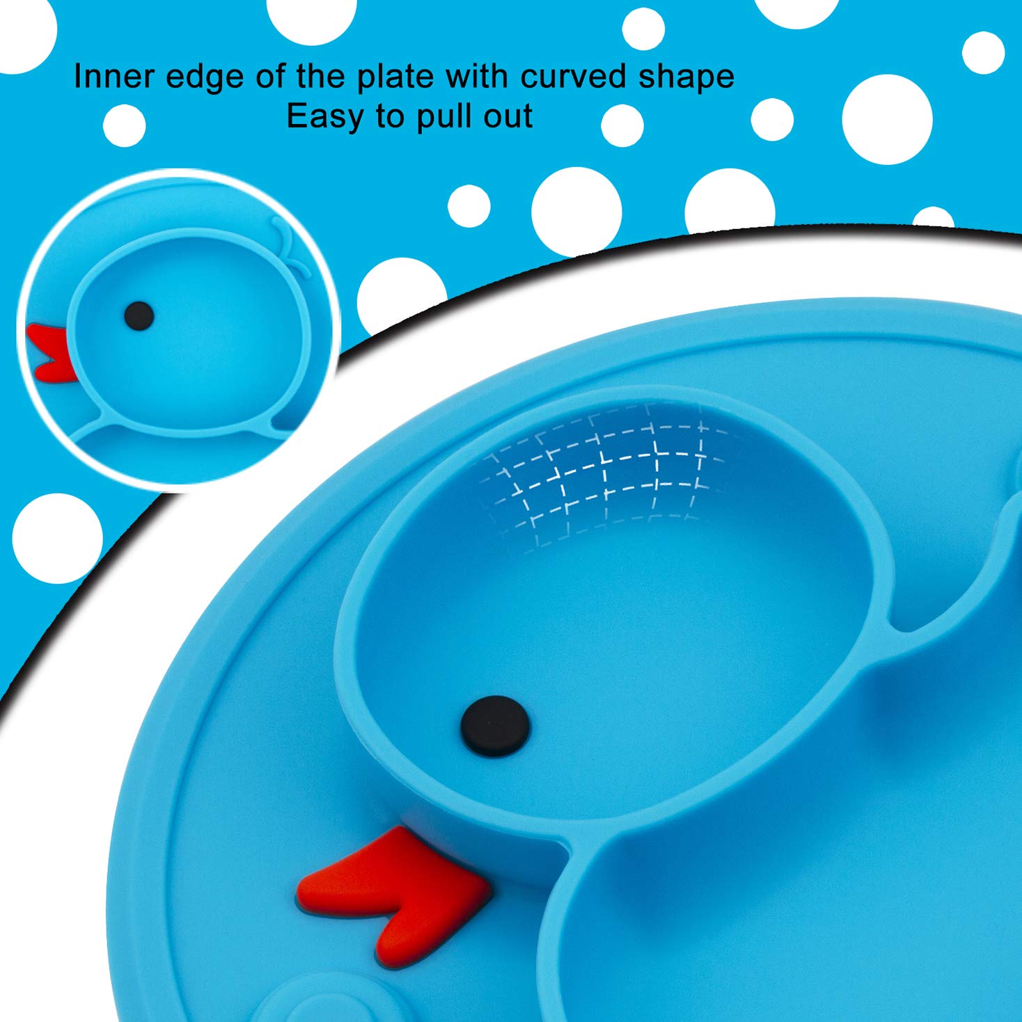 Linowos silicone plate close-up shows divided grid for organized servings