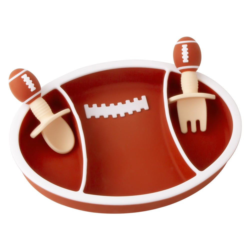Linowos Toddler Plates silicone with four-suction base grips trays for mess-free feeding.