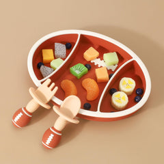 Linowos silicone divided plate keeps foods organized with three separate compartments.
