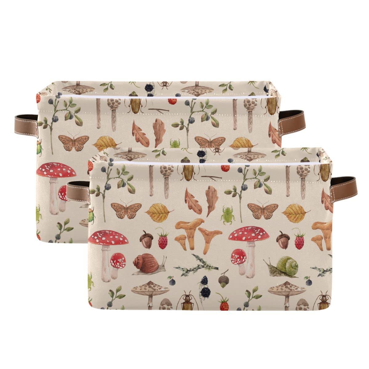 Linqin Mushroom Rectangle Storage Basket collapsible design ready for space-saving storage