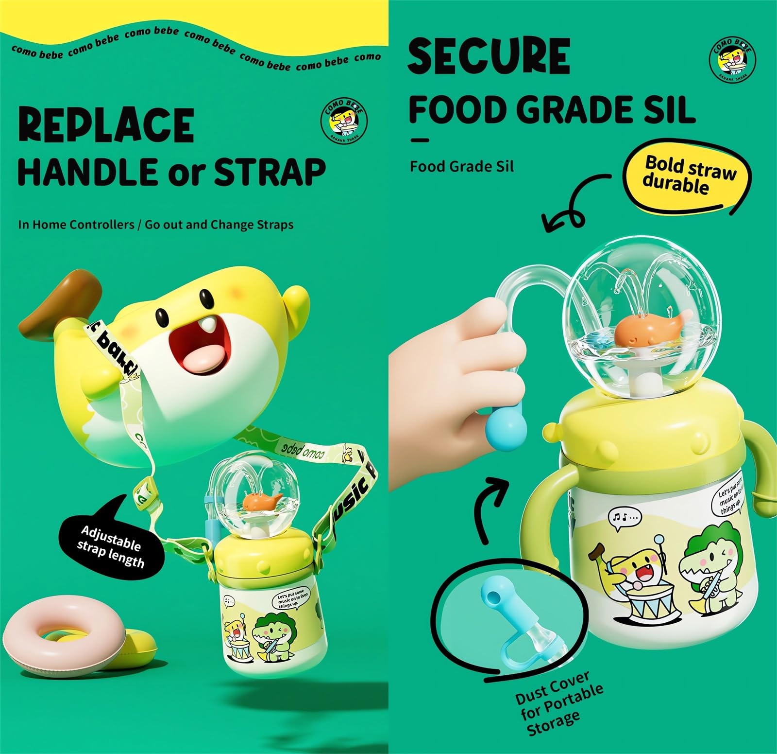 LIONICE weighted straw bottle supports easy sipping from any position.