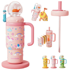 LIONICE whale-squirt tumbler with handle enhances kids' hydration.