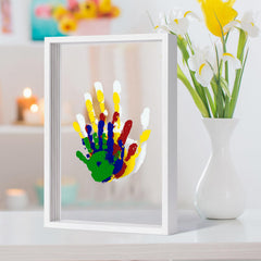 Liovsiso Clear Family Handprint Kit frame setup showing organized supplies for timeless keepsakes.