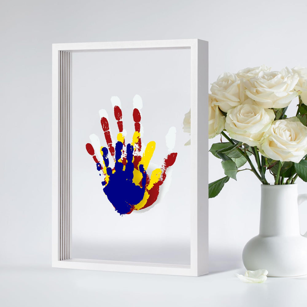 Liovsiso Clear Family Handprint Kit paints and brushes enabling safe, vibrant baby prints.