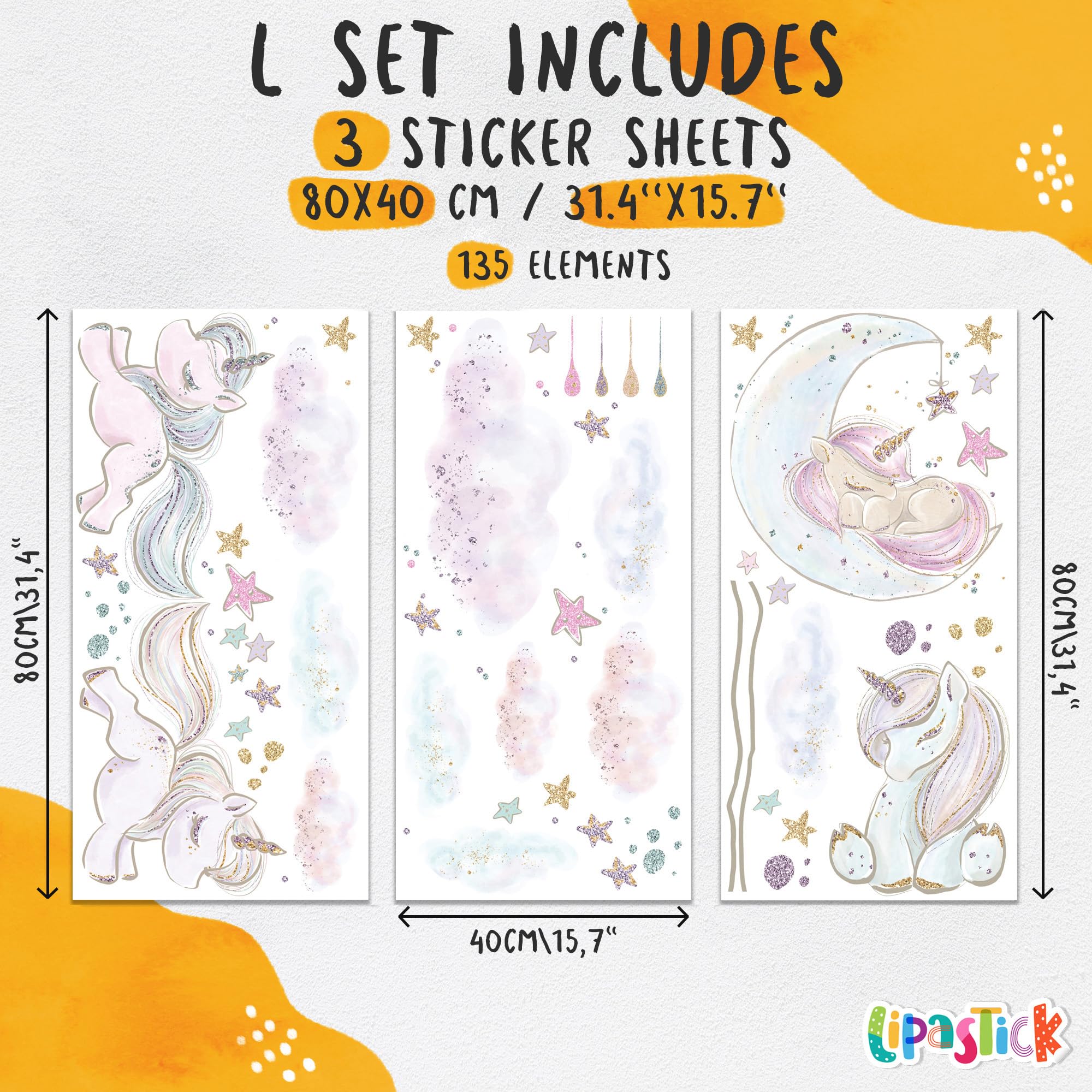 Lipastick nursery wall stickers sheets are easy to peel and reposition