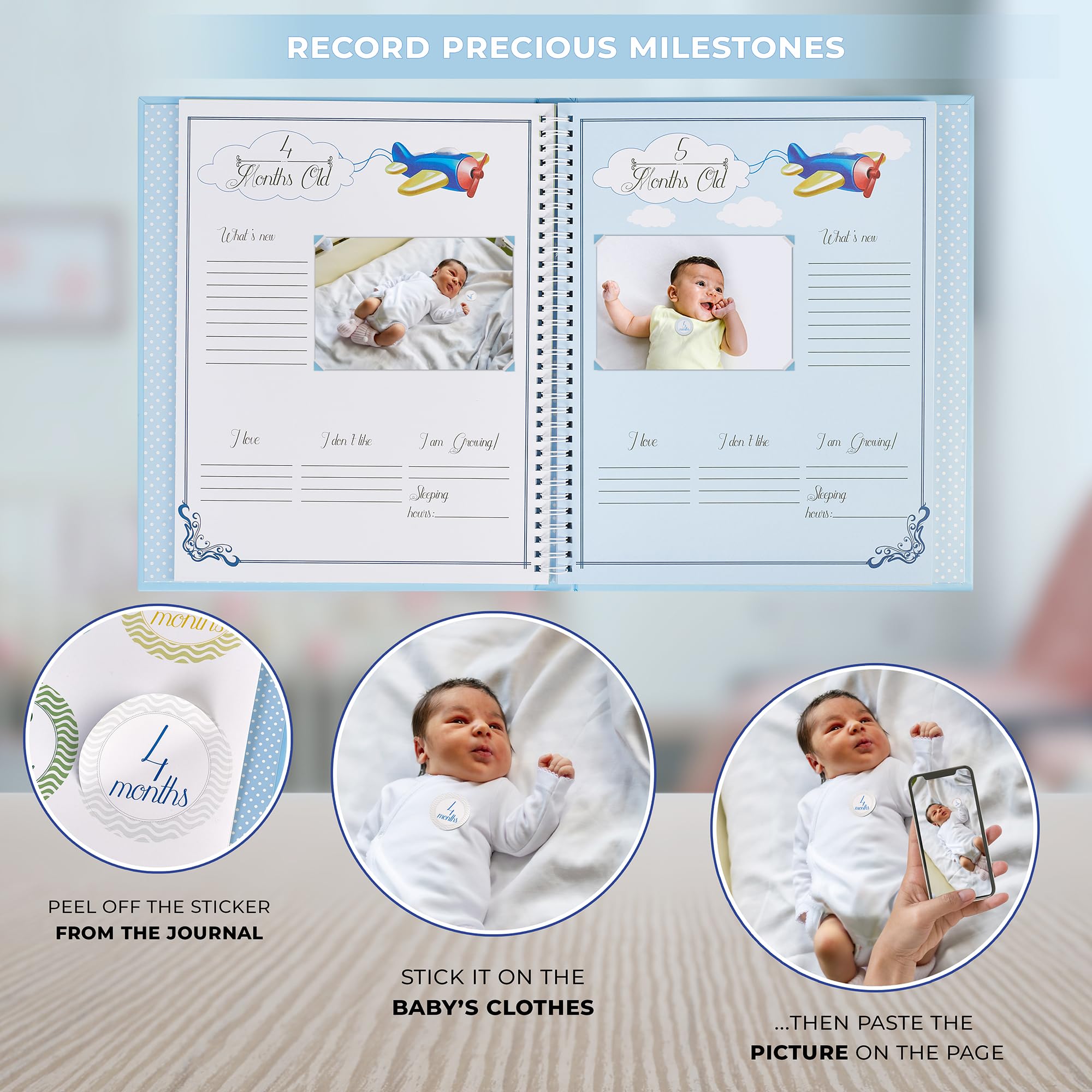 Liplut Baby Book Memory Boy removable photo cover makes swapping images effortless