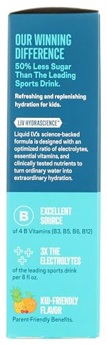 Liquid I.V. Tropical Punch Kids back-label close-up with usage guidance