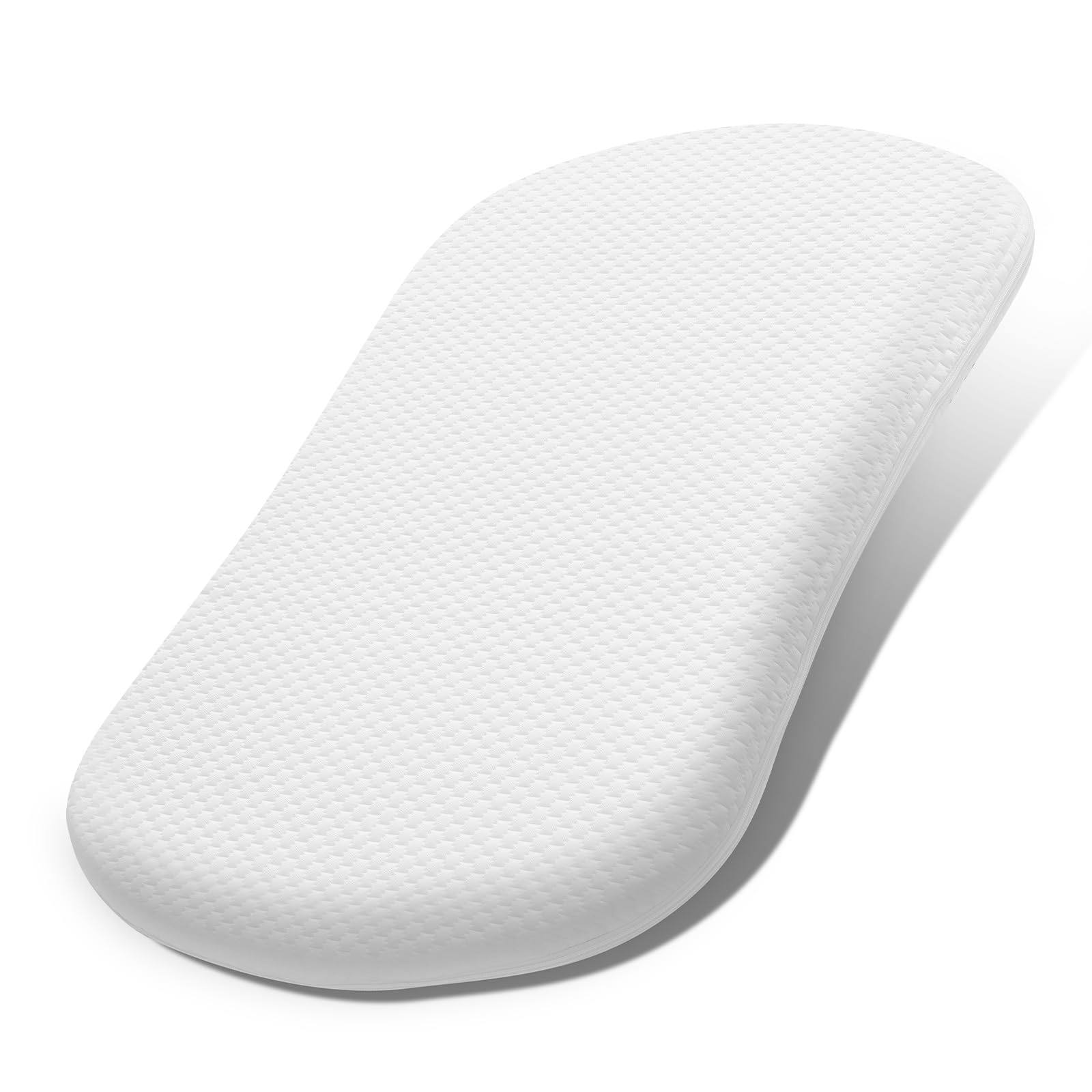 Lisara baby bassinet mattress front view, fits Halo Bassinest perfectly for snug newborn sleep.