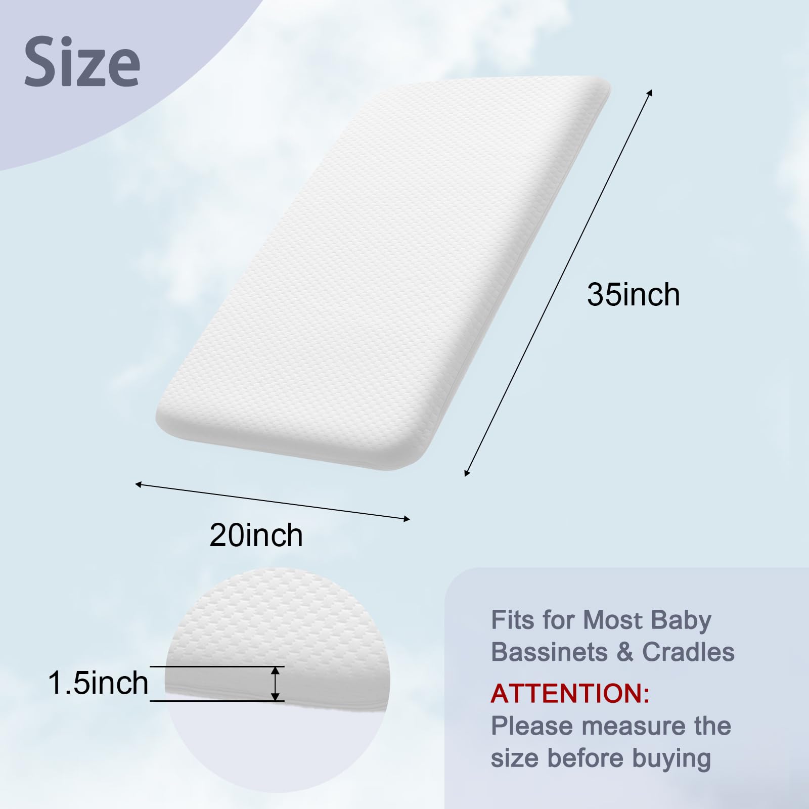 Lisara bassinet mattress waterproof cover close-up highlighting spill resistance
