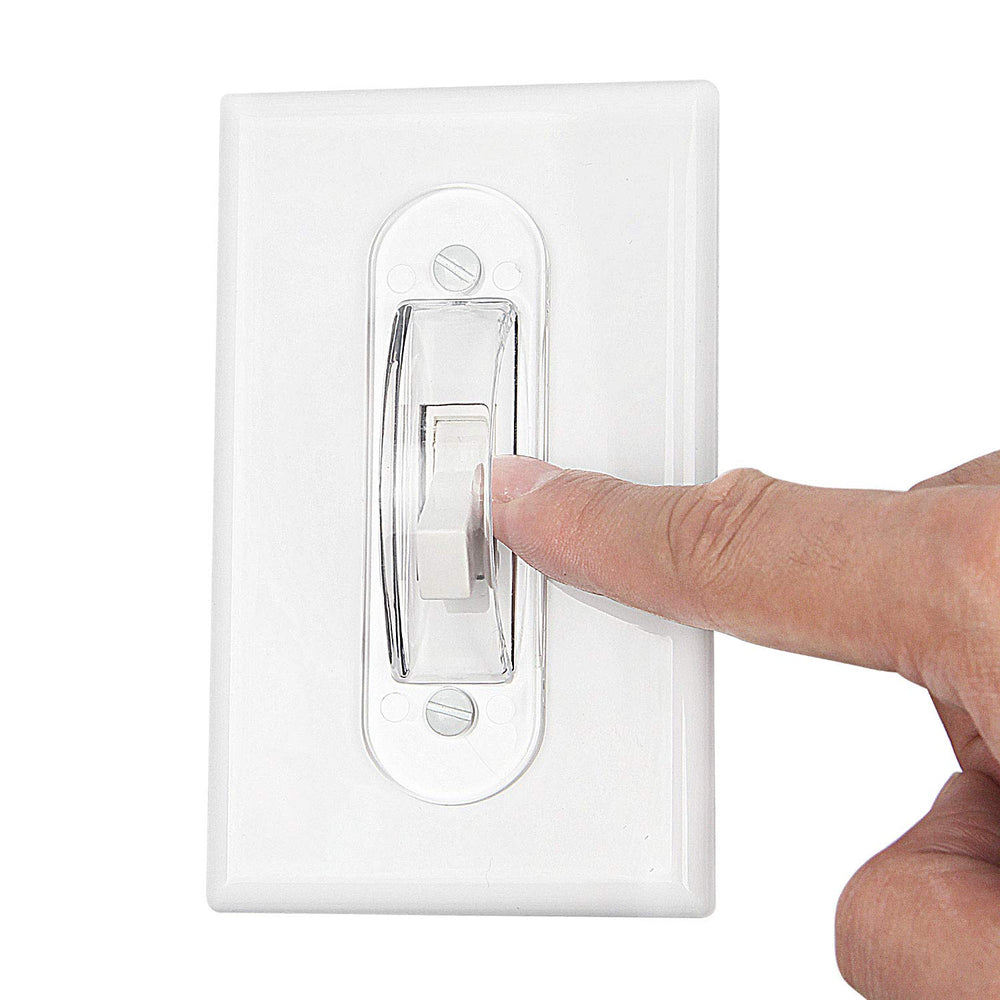 Lisol clear guard installed on wall plate demonstrates child-safety without altering decor.