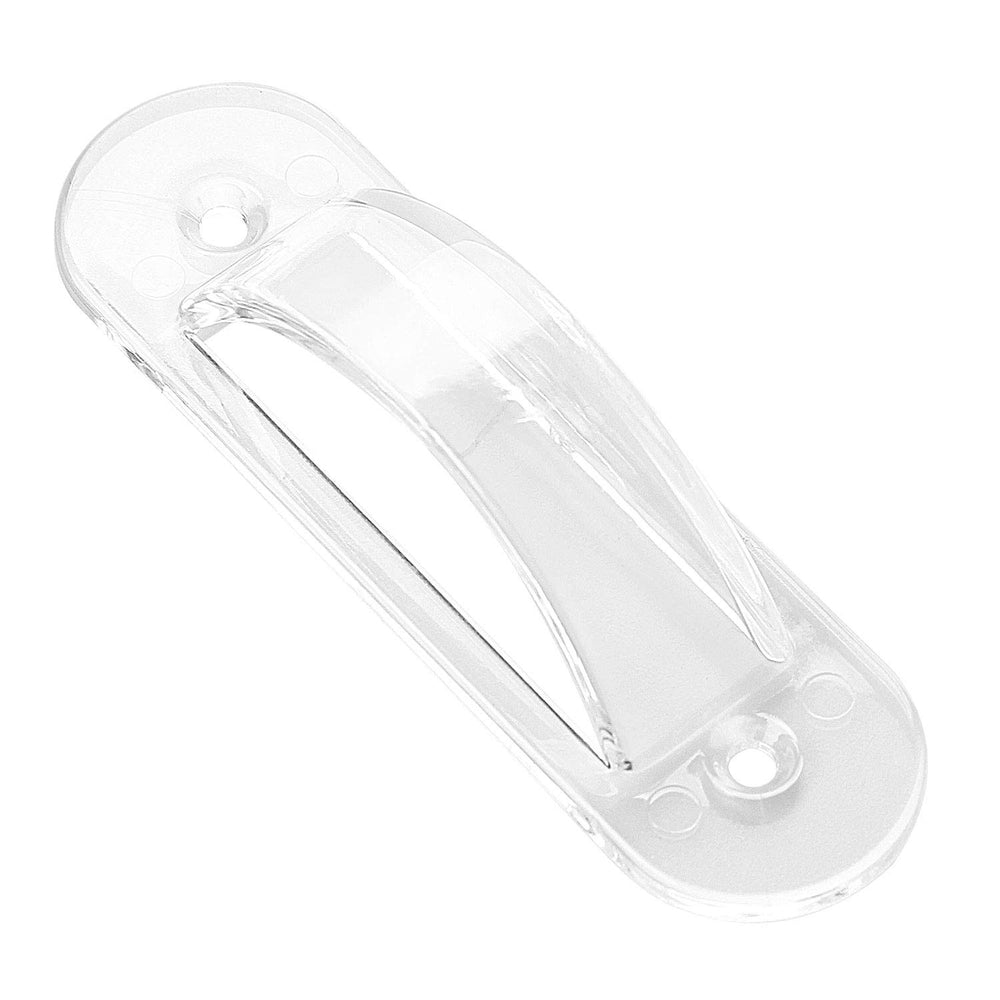 Lisol clear switch guard close-up highlights durable plastic and unobtrusive appearance.