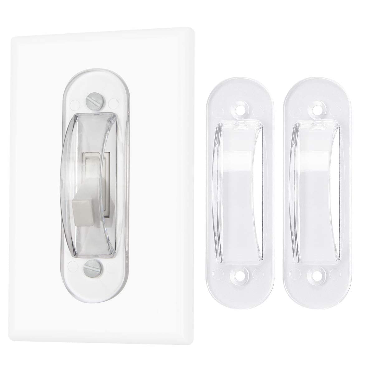 Lisol wall switch guard on wall plate provides invisible safety and clean, unobtrusive design.