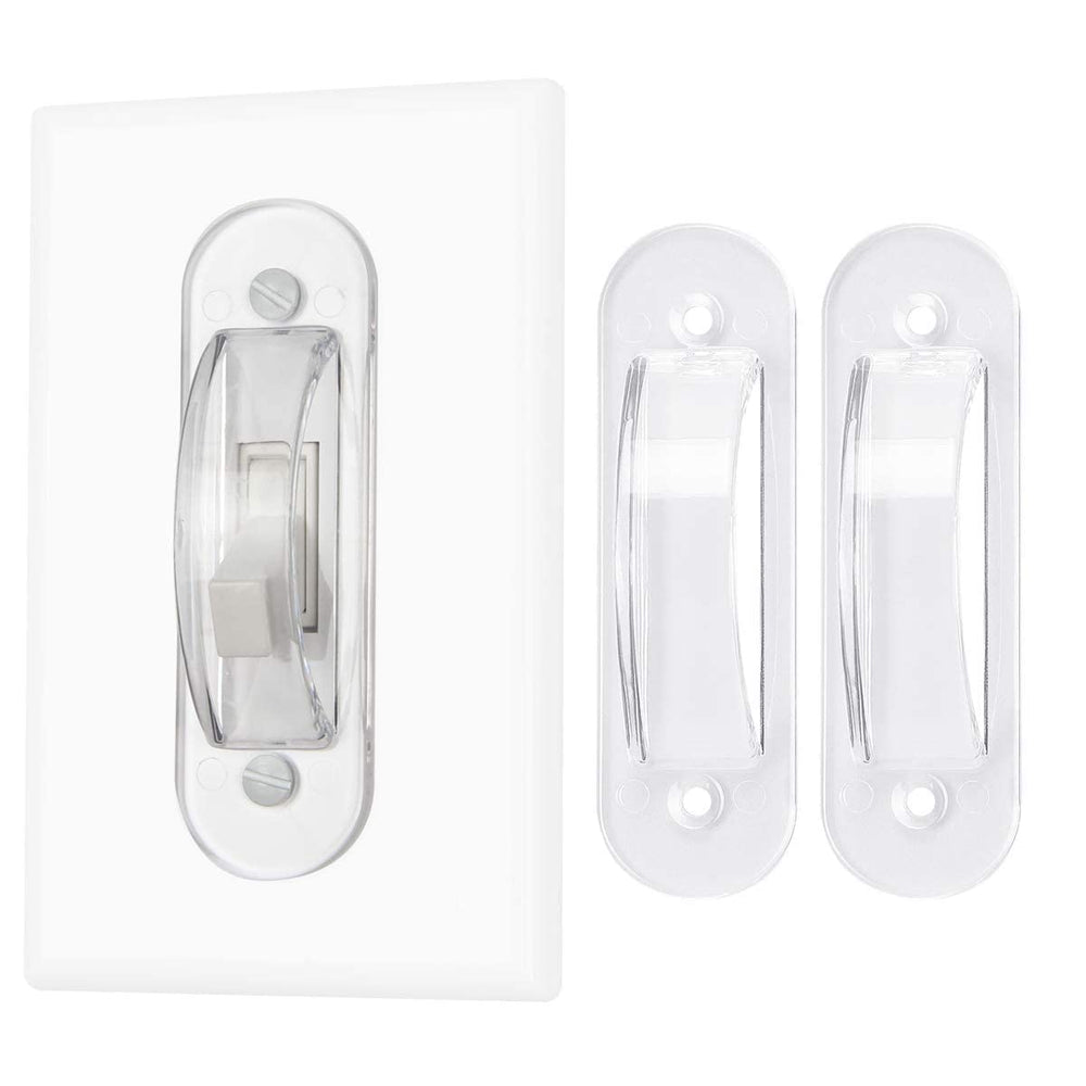 Lisol wall switch guard on wall plate provides invisible safety and clean, unobtrusive design.