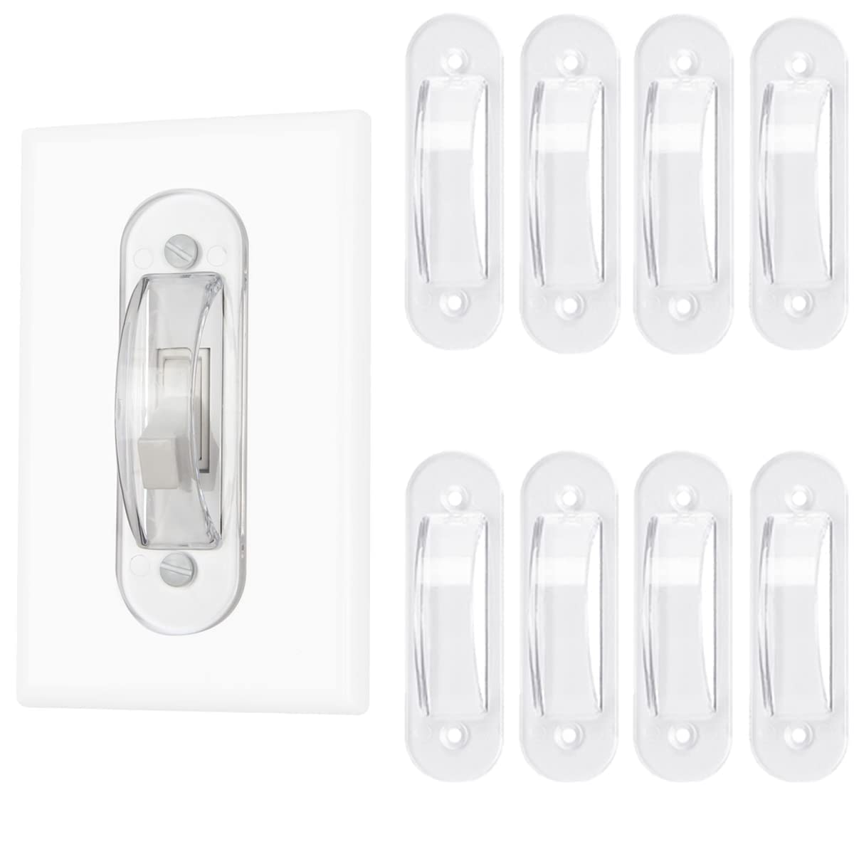 Lisol wall switch guards clear plate cover blends into walls for discreet safety.