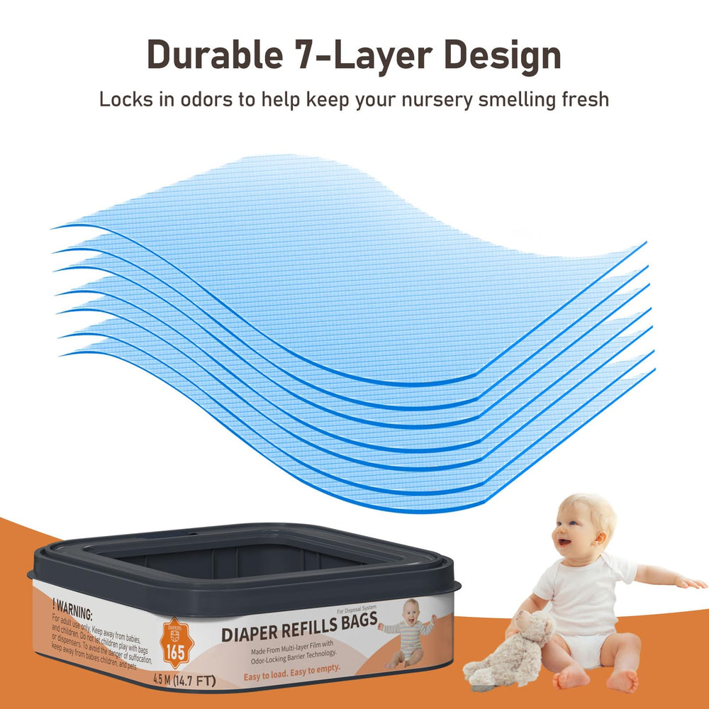Lisyee compatibility image demonstrates Diaper Genie pails in use for reliable odor control.