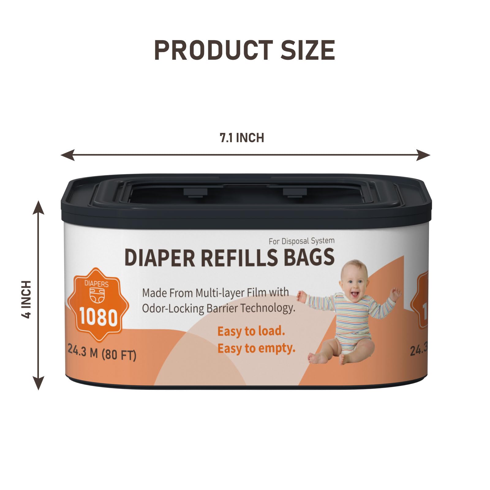 Lisyee Jumbo+ Square Refills hold up to 1080 newborn diapers