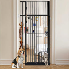 LitaiL 71in extra tall gate with cat door provides a tall, secure barrier for stairs and doorways.