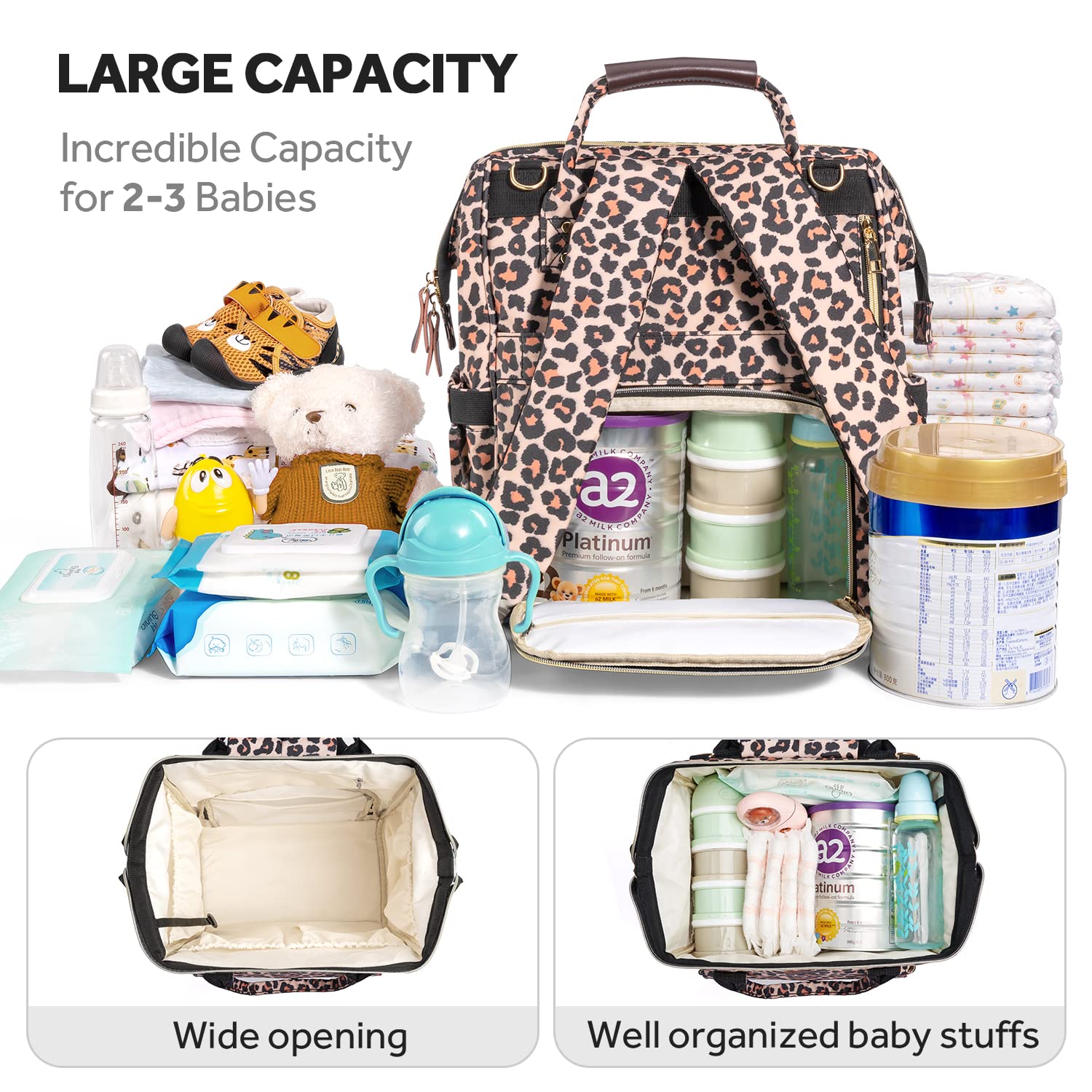 LitBear diaper bag with changing pad and bottle bag for convenient feeds anywhere