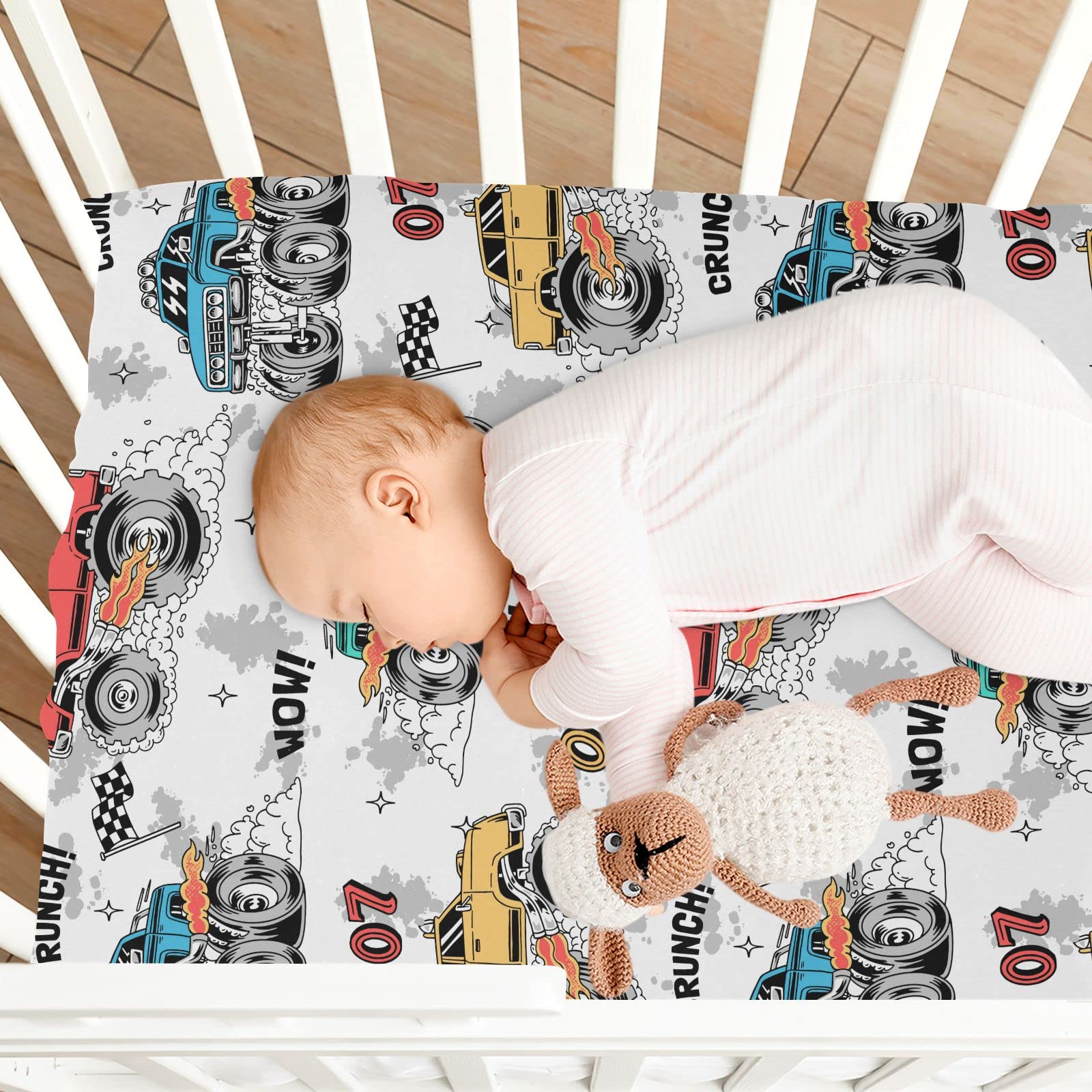 Litebear Monster Trucks pattern detail emphasizing kid-friendly design and visual appeal.