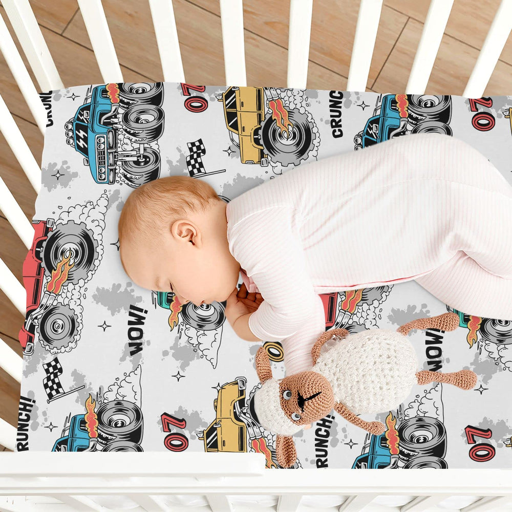Litebear Monster Trucks pattern detail emphasizing kid-friendly design and visual appeal.