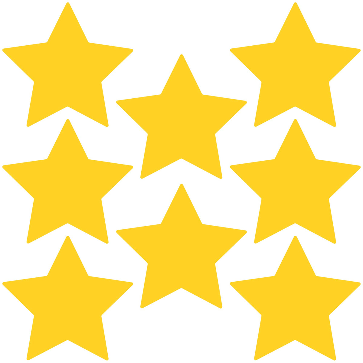 LiteMark removable star stickers in yellow matte finish for floors and walls.