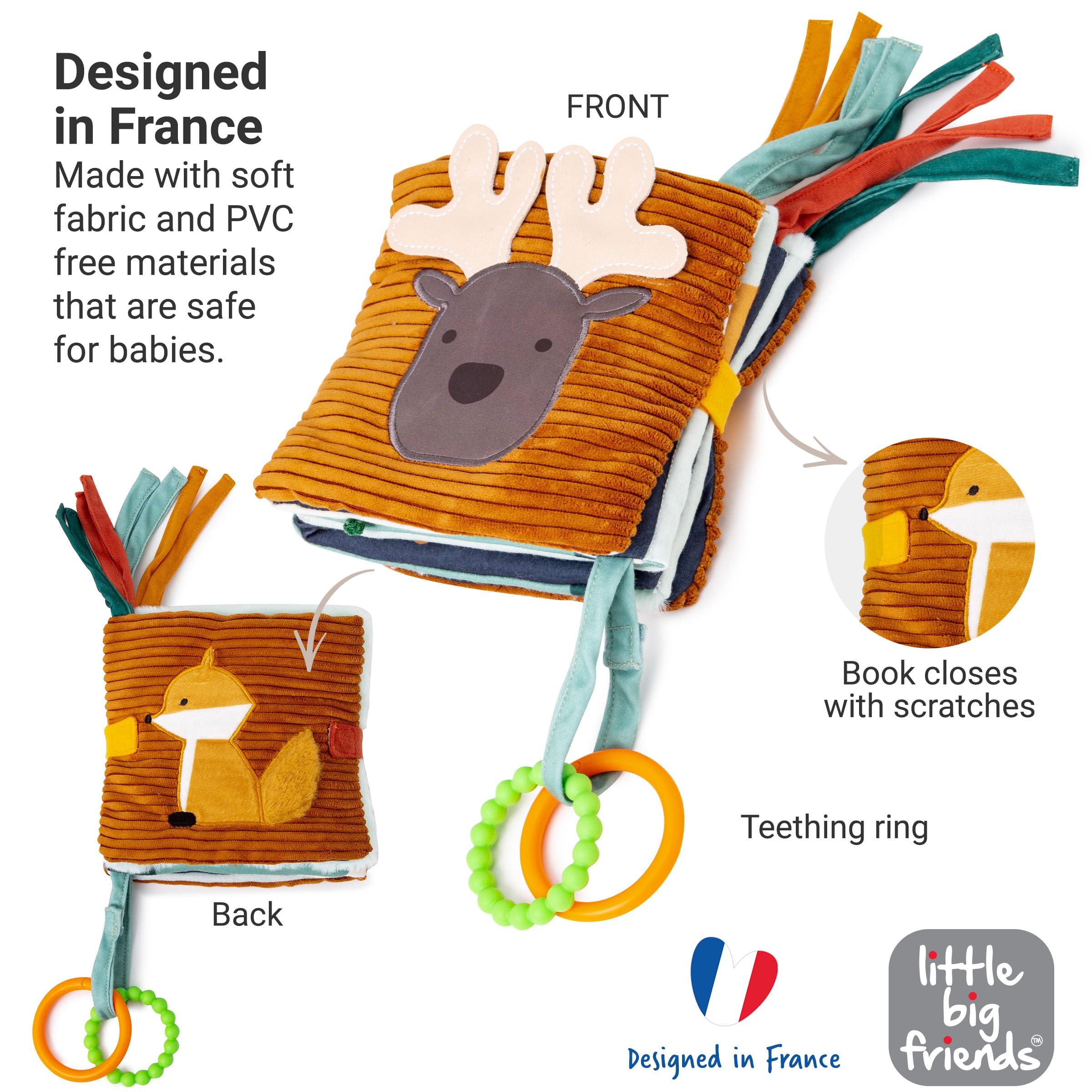 Little Big Friends forest attachment loop shows easy crib or stroller hanging.