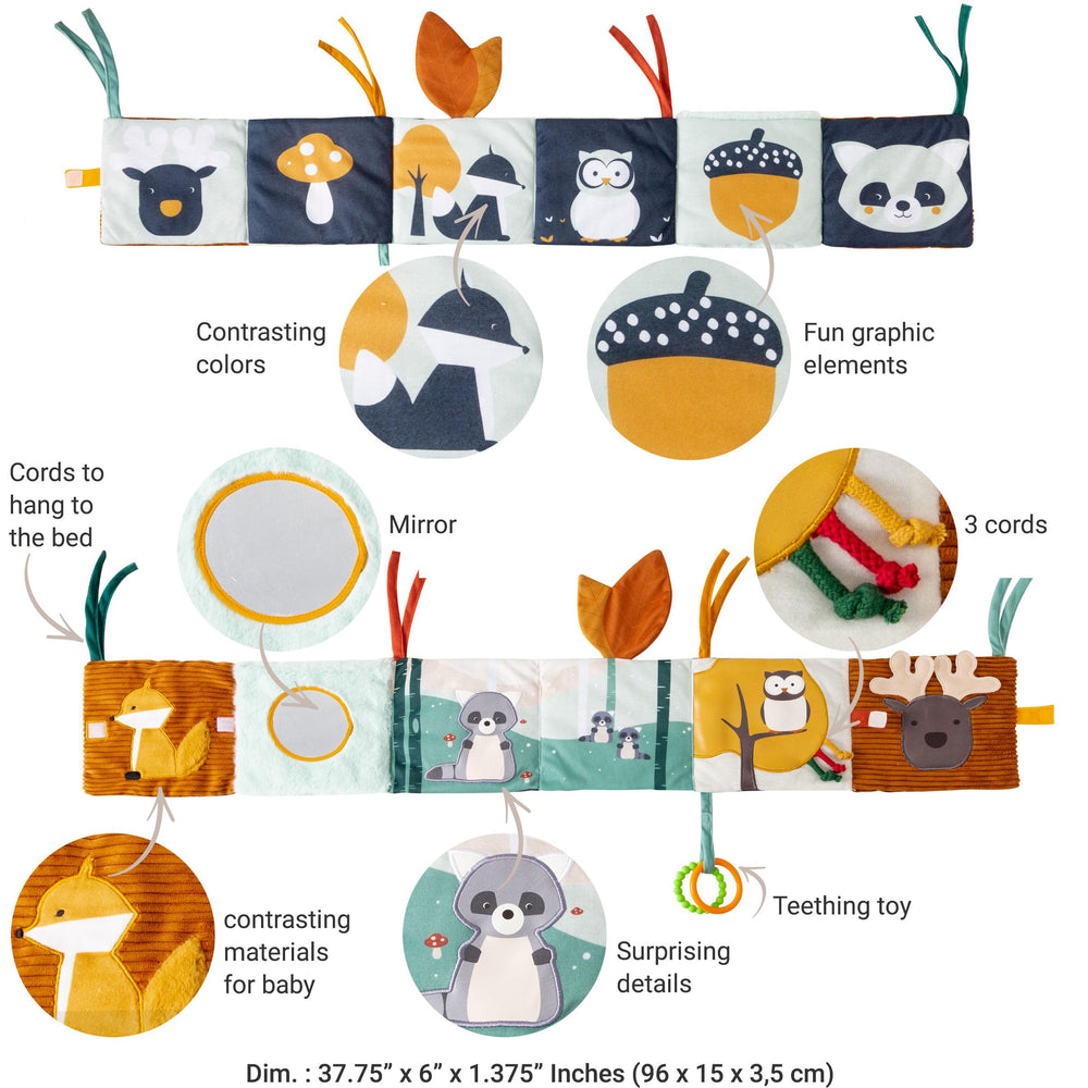 Little Big Friends forest mirror panel promotes self-awareness during tummy time.