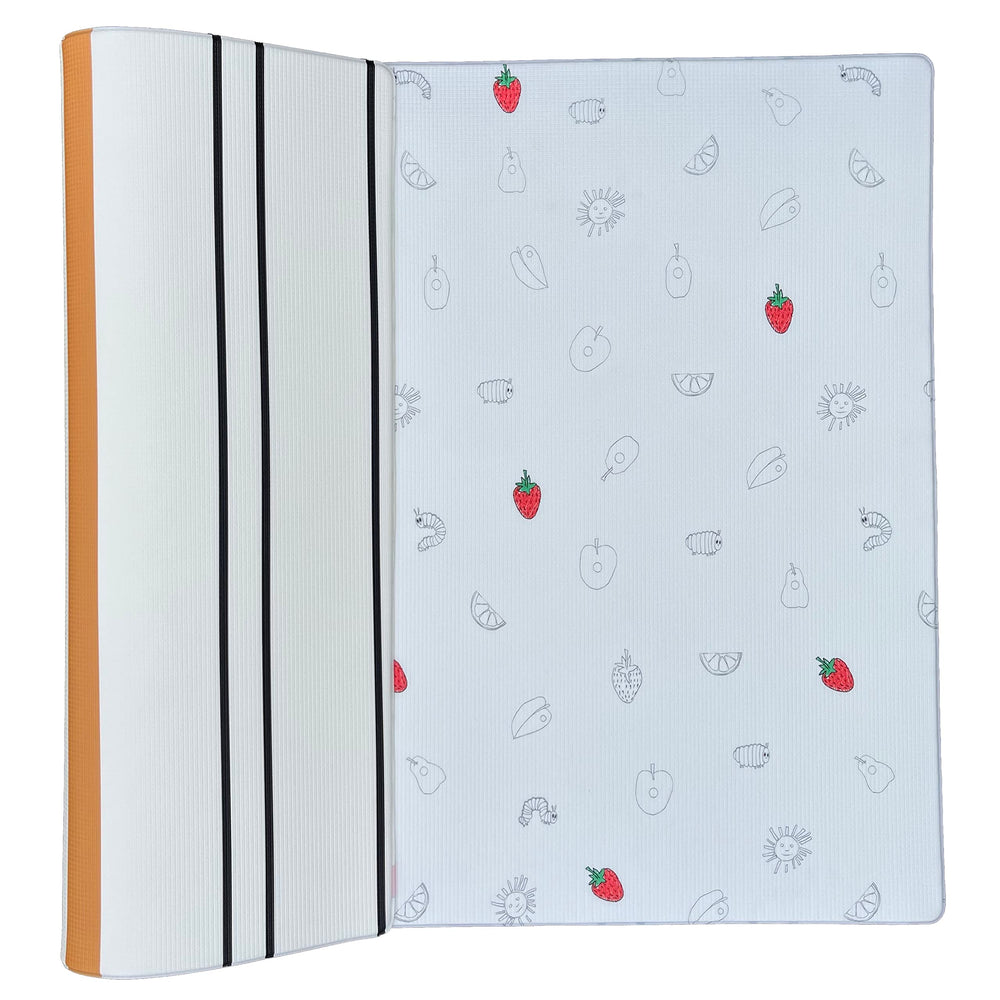 LITTLE Bot play mat with caterpillar doodle supports tummy time and sensory exploration.