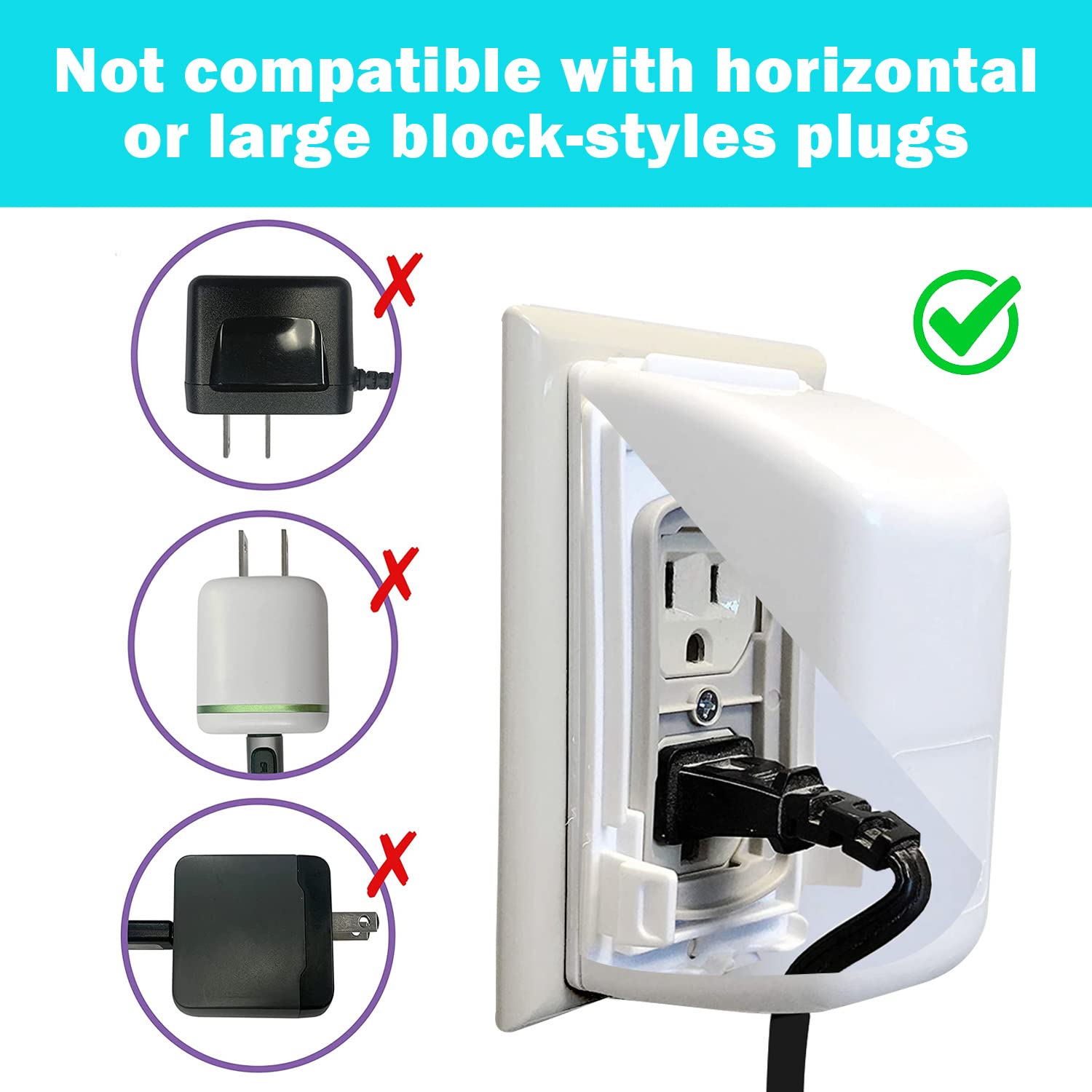 Little Chicks CK030 outlet cover installed on standard wall socket.