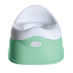 Little Chicks Easy-Clean Potty Chair front view highlighting compact size for easy toddler access.