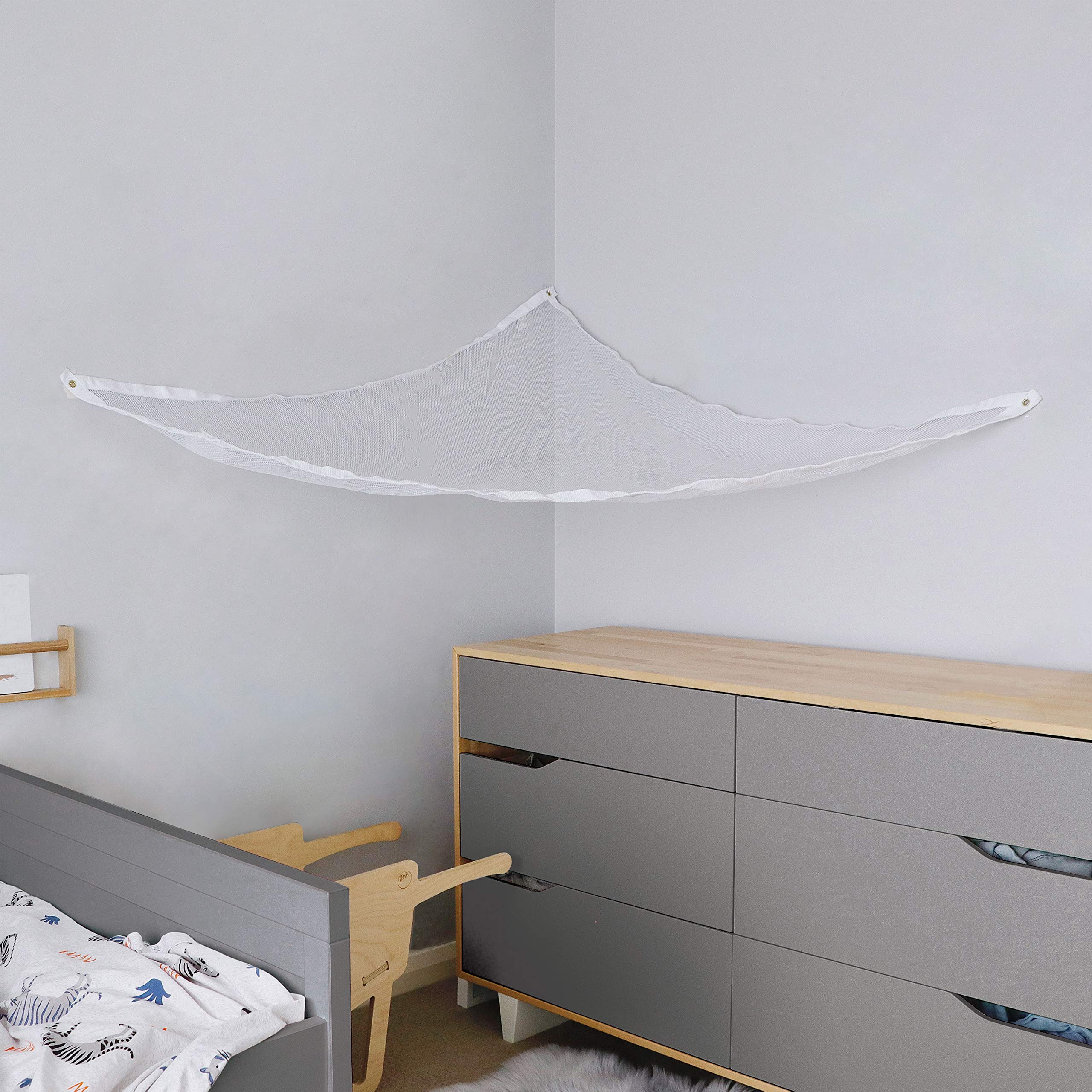 Easy-install hooks from Little Chicks for quick corner setup.