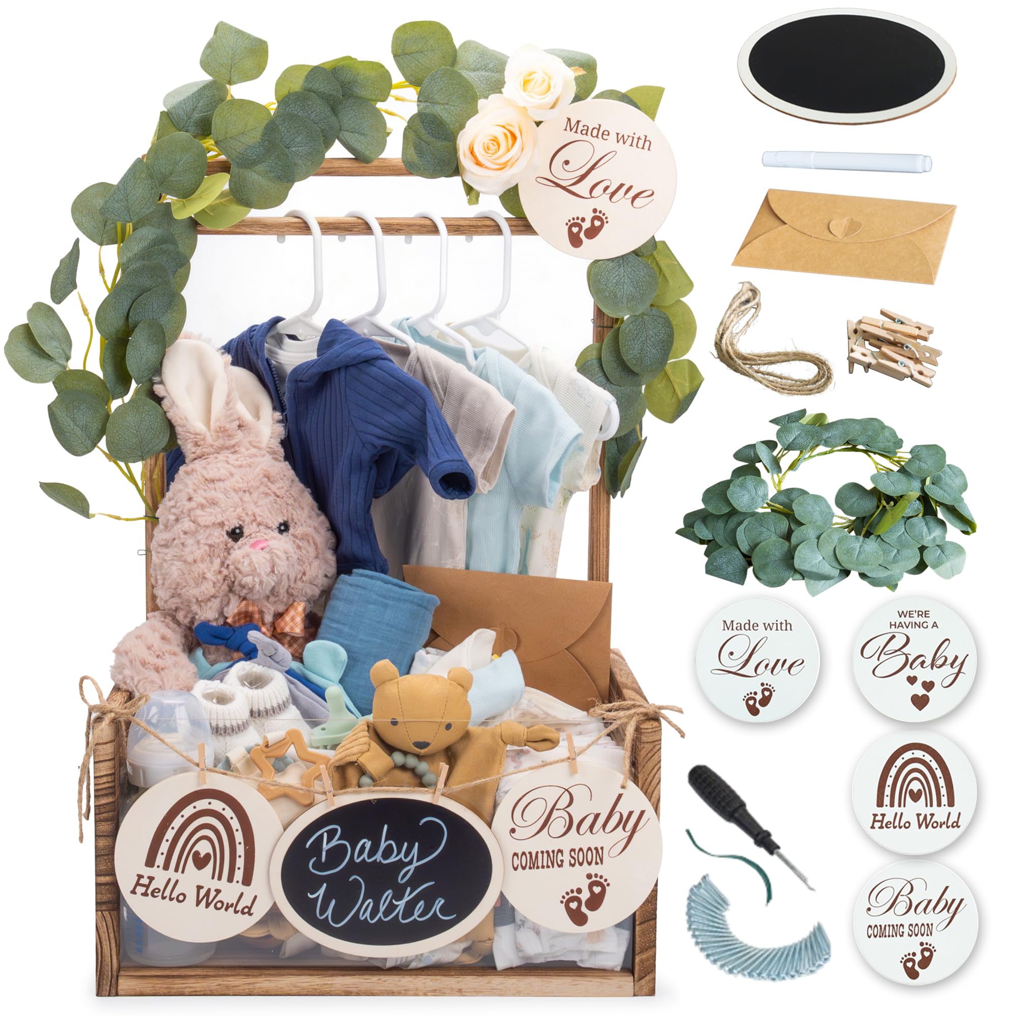 Little Cuteness burnt wood crate front showcases outfits and keepsakes with a clear view.