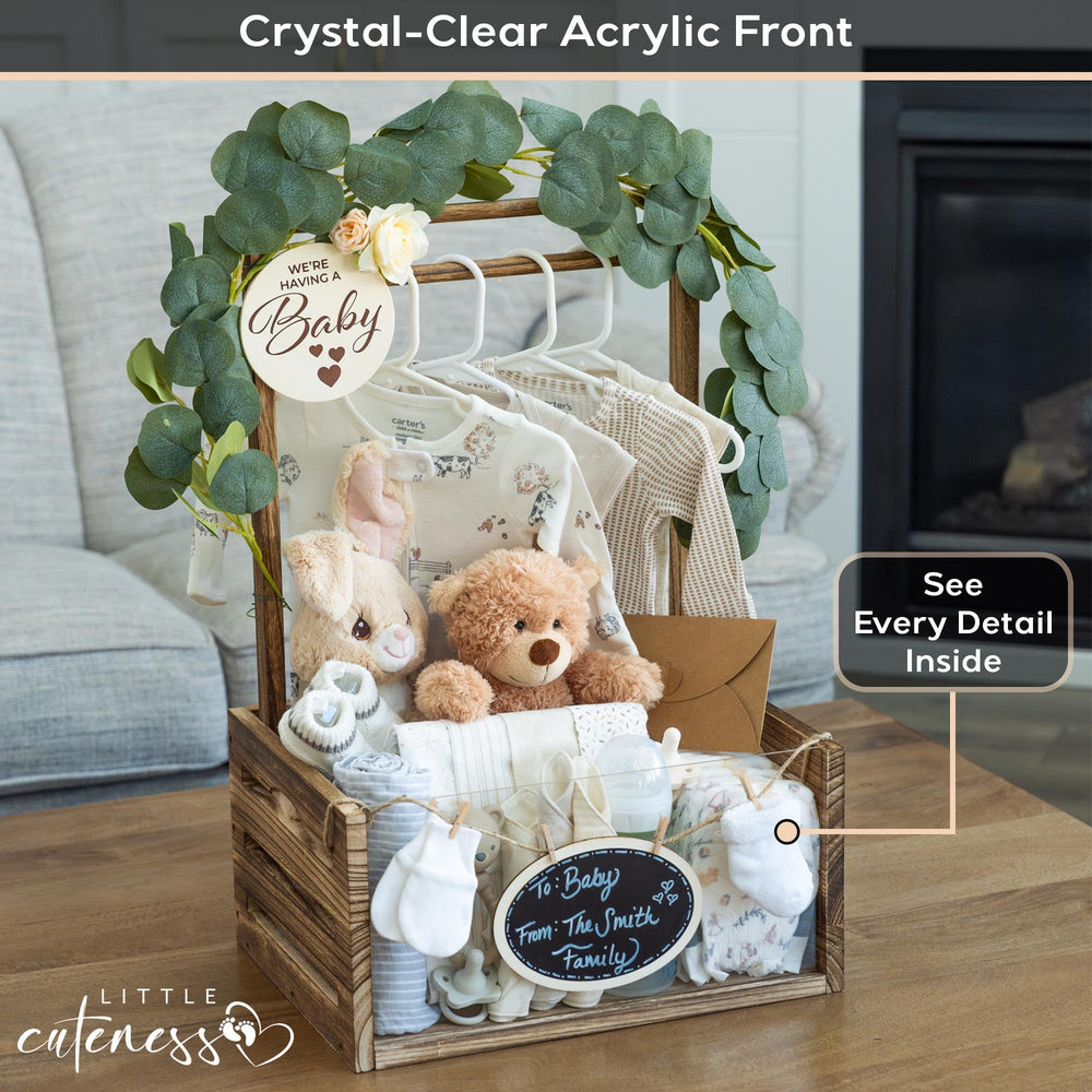 Little Cuteness engraved medallion signs add personalized charm to the gift display.