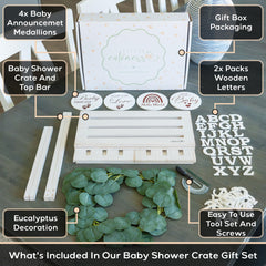 Little Cuteness wooden baby closet showing hanging bar for easy outfit access.