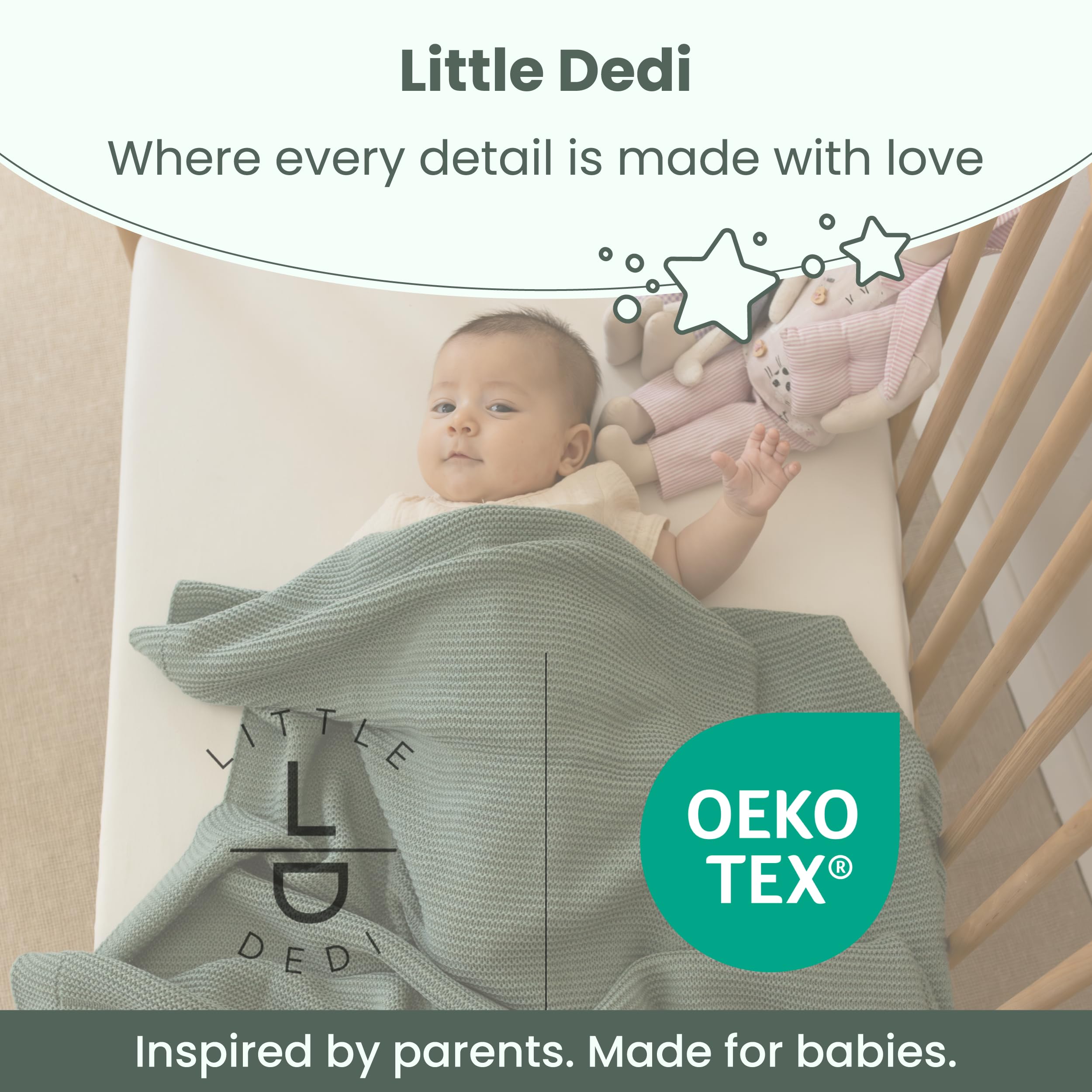 Little Dedi Alina blanket green packaged as a baby shower gift.