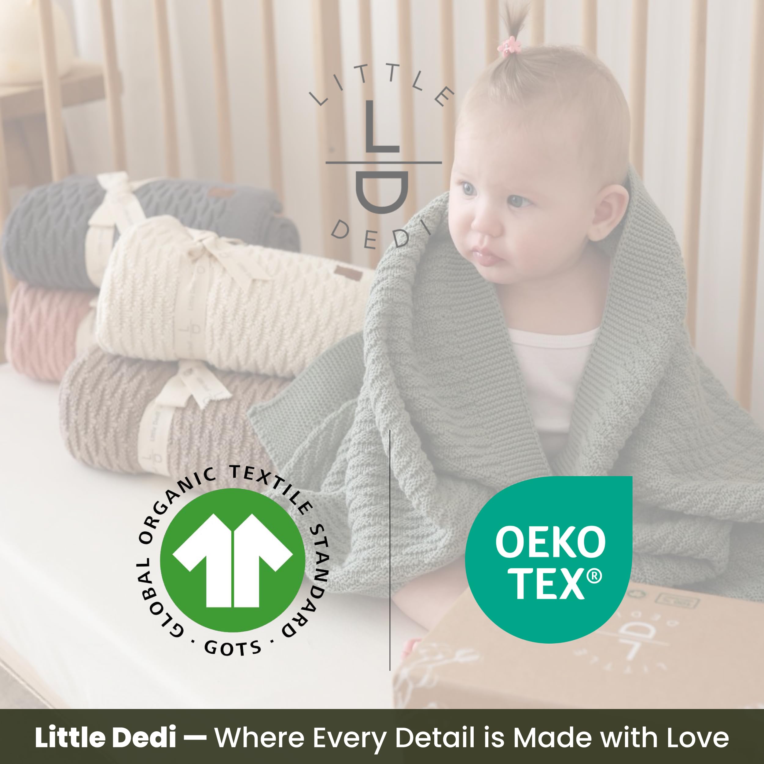 Little Dedi cable knit pattern adds timeless charm and cozy texture