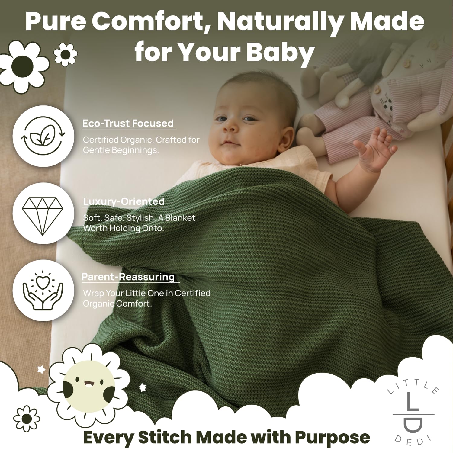 Little Dedi blanket draped over crib for serene nursery ambiance